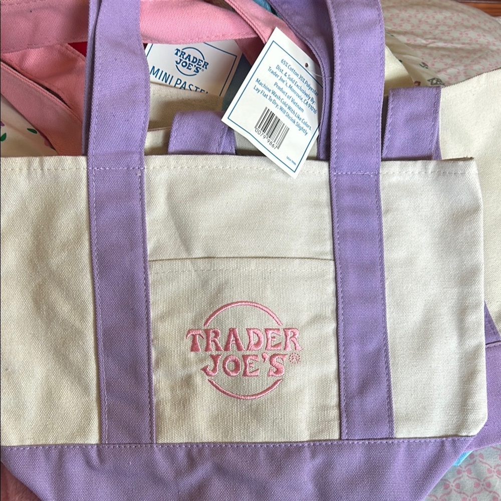Purple and Cream Tote Bag